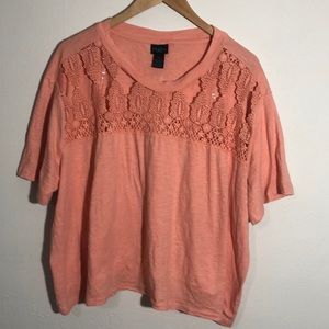 Rue 21 Plus Peach Flowy Lace Tee Shirt